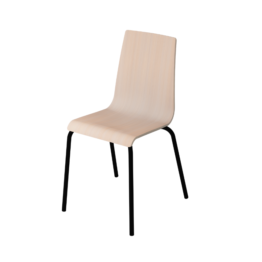 Стілець з ергономічним фанерним моноблоком, покриття фанери - екологічно-чистий лак, з металевим каркасом, АЛМАНТ, 485х530х865 мм, (h=470 мм).